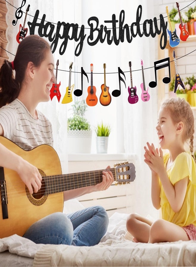 Abilat 2 Pcs Guitar Happy Birthday Party Banner Music Theme Party Backdrop Decorations Guitar Cutout Banner for Rock and Roll Party - Image 5